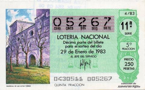Décimo de Lotería Nacional de 1983 Sorteo 4 - MADRIGAL DE LAS ALTAS TORRES