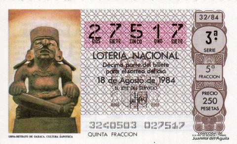 Décimo de Lotería 1984 / 32