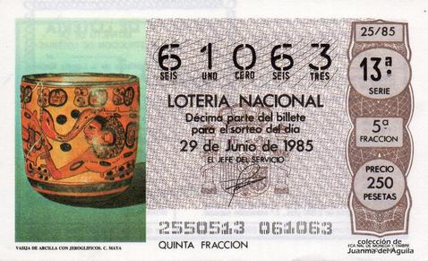 Décimo de Lotería 1985 / 25