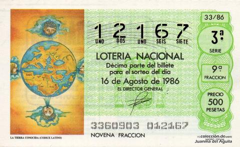 Décimo de Lotería 1986 / 33