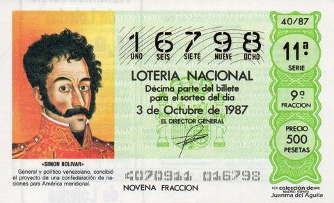 Décimo de Lotería 1987 / 40