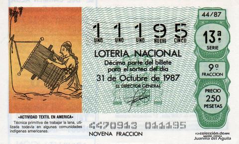 Décimo de Lotería 1987 / 44