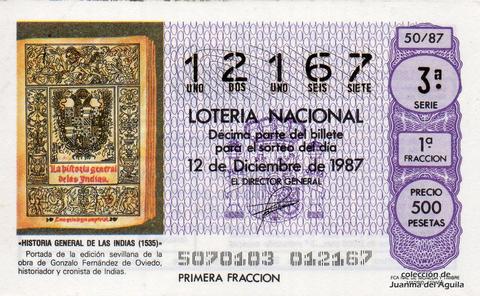 Décimo de Lotería 1987 / 50