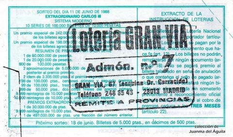 Reverso décimo de Lotería 1988 / 24