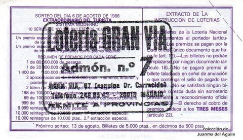 Reverso décimo de Lotería 1988 / 32