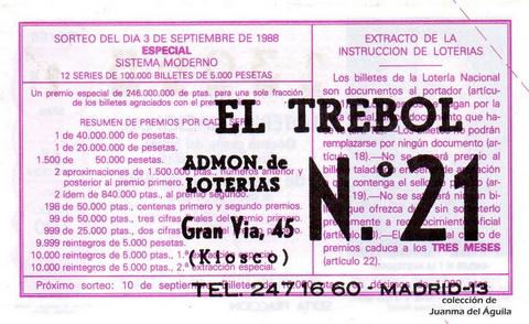 Reverso décimo de Lotería 1988 / 36