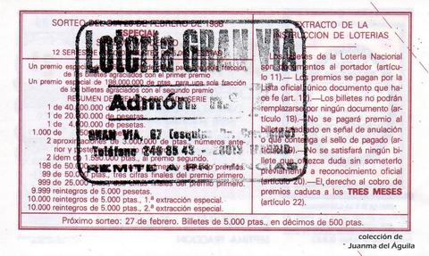 Reverso décimo de Lotería 1988 / 8
