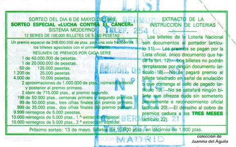 Reverso décimo de Lotería 1989 / 18