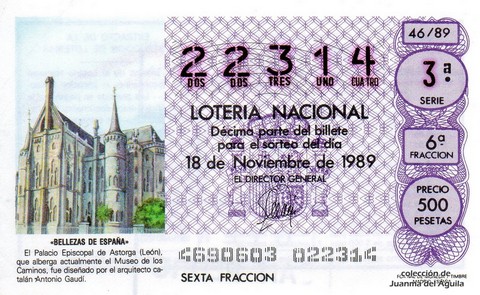 Décimo de Lotería 1989 / 46