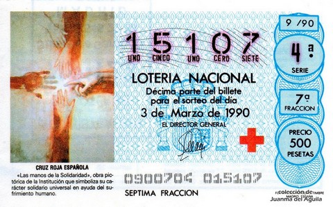 Décimo de Lotería Nacional de 1990 Sorteo 9 - CRUZ ROJA ESPAÑOLA