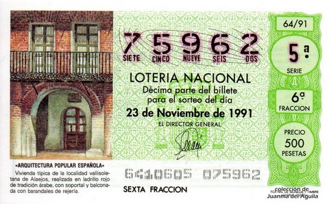 Décimo de Lotería 1991 / 64