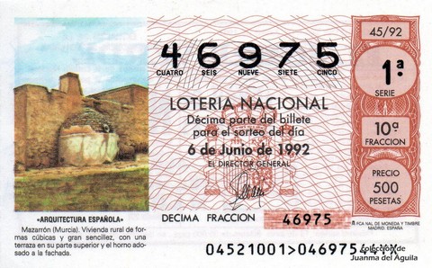 Décimo de Lotería 1992 / 45