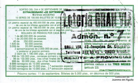 Reverso décimo de Lotería 1993 / 72
