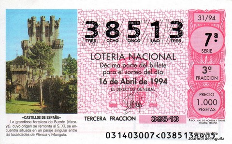 Décimo de Lotería 1994 / 31