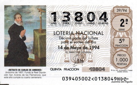 Décimo de Lotería 1994 / 39