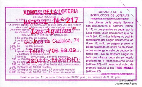 Reverso décimo de Lotería 1994 / 45