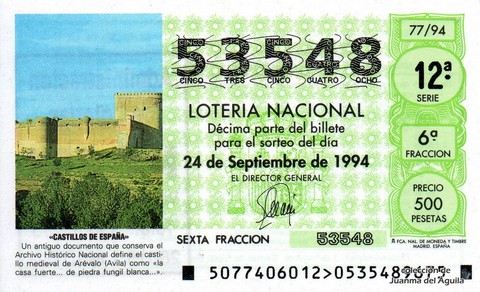 Décimo de Lotería 1994 / 77
