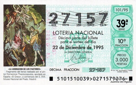 Décimo de Lotería 1995 / 101