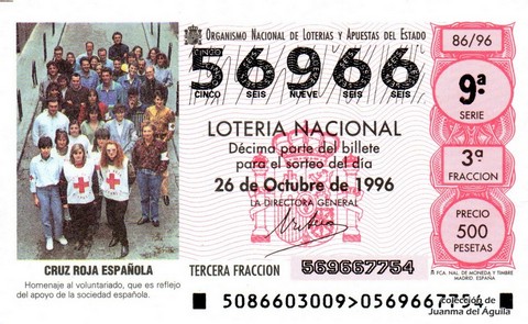 Décimo de Lotería 1996 / 86