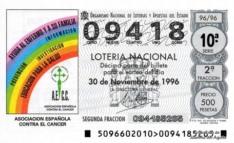 Décimo de Lotería 1996 / 96