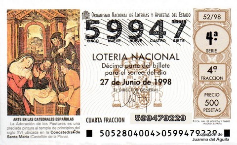 Décimo de Lotería 1998 / 52