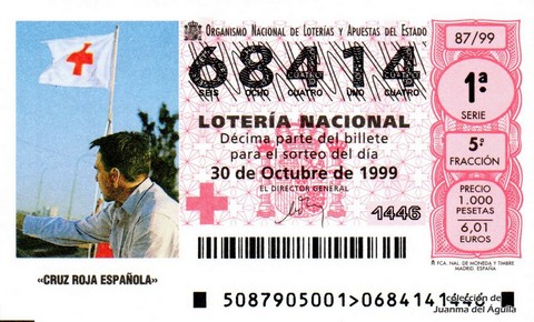 Décimo de Lotería Nacional de 1999 Sorteo 87 - «CRUZ ROJA ESPAÑOLA»