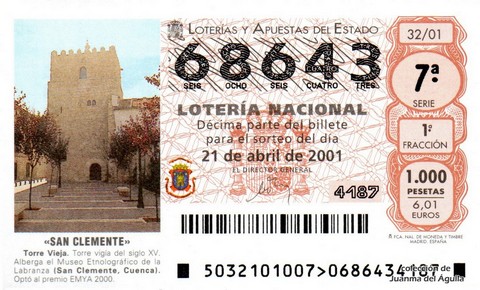 Décimo de Lotería 2001 / 32