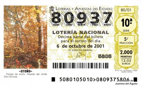 Décimo de Lotería 2001 / 80
