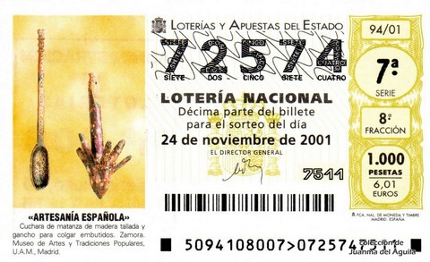 Décimo de Lotería 2001 / 94