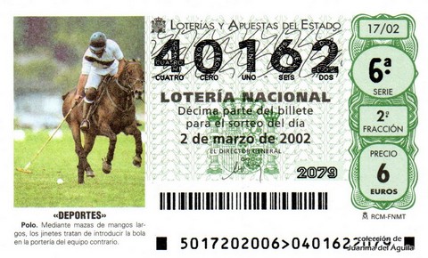 Décimo de Lotería 2002 / 17