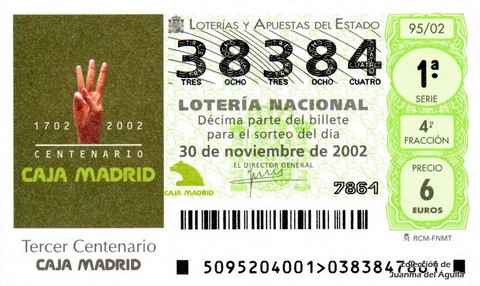 Décimo de Lotería 2002 / 95