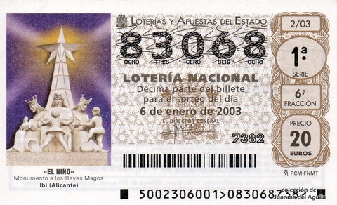 Décimo de Lotería Nacional de 2003 Sorteo 2 - «EL NIÑO»