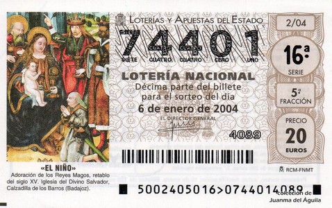 Décimo de Lotería Nacional de 2004 Sorteo 2 - «EL NIÑO»