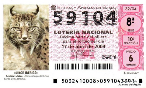 Décimo de Lotería Nacional de 2004 Sorteo 32 - «LINCE IBÉRICO»
