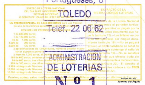 Reverso décimo de Lotería 2004 / 94