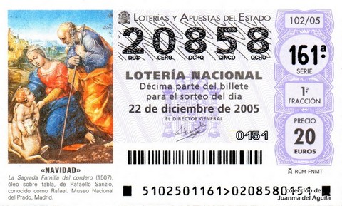 Décimo de Lotería Nacional de 2005 Sorteo 102 - «NAVIDAD»