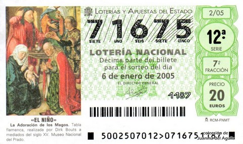 Décimo de Lotería Nacional de 2005 Sorteo 2 - «EL NIÑO»