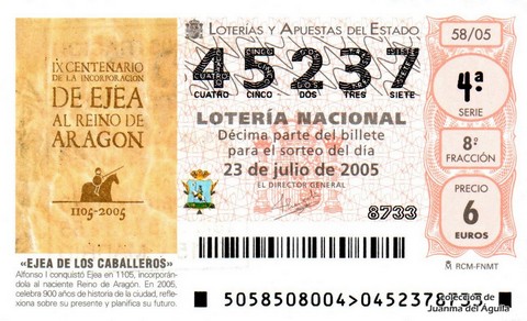 Décimo de Lotería 2005 / 58