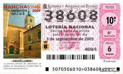 Décimo de Lotería Nacional de 2005 Sorteo 70 - «SOCUÉLLAMOS»