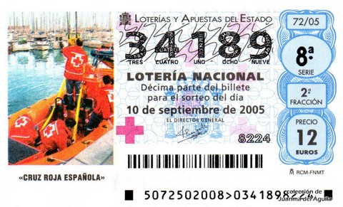Décimo de Lotería Nacional de 2005 Sorteo 72 - «CRUZ ROJA ESPAÑOLA»