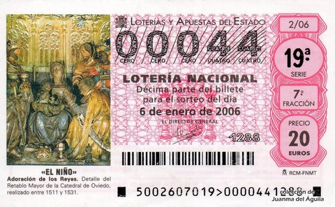 Décimo de Lotería Nacional de 2006 Sorteo 2 - «EL NIÑO»
