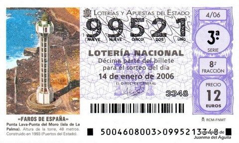Décimo de Lotería Nacional de 2006 Sorteo 4 - «FAROS DE ESPAÑA»