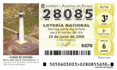 Décimo de Lotería Nacional de 2006 Sorteo 50 - «FAROS DE ESPAÑA»