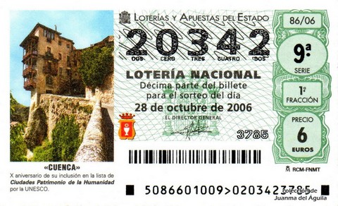 Décimo de Lotería 2006 / 86