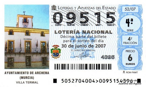 Décimo de Lotería 2007 / 52