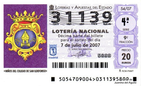 Décimo de Lotería 2007 / 54