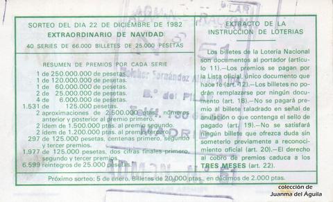 Reverso décimo de Lotería 1982 / 49