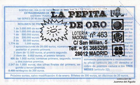 Reverso décimo de Lotería 2006 / 102